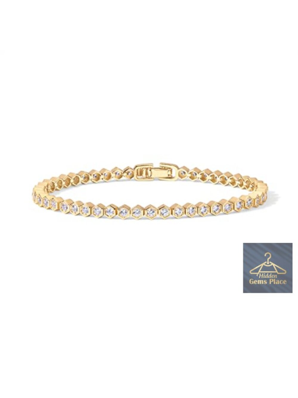 14K Gold Plated 2mm CZ Honeycomb Tennis Bracelet